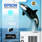 Картридж оригинальный светло-голубой Epson T7605, объем 25,9 мл.
