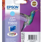 Картридж оригинальный (блистер) светло-голубой (light cyan) Epson T0805 / C13T08054010, объем 7,4 мл.